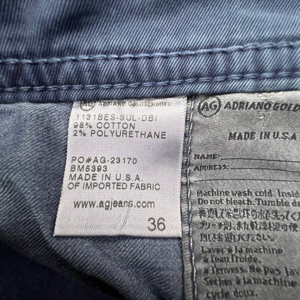 AG Adriano Goldschmied The Matchbox Slim Straight Men 36 Blue Jeans Chino Pants - Picture 5 of 12